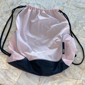 Nike Light Pink and Black Drawstring Backpack
